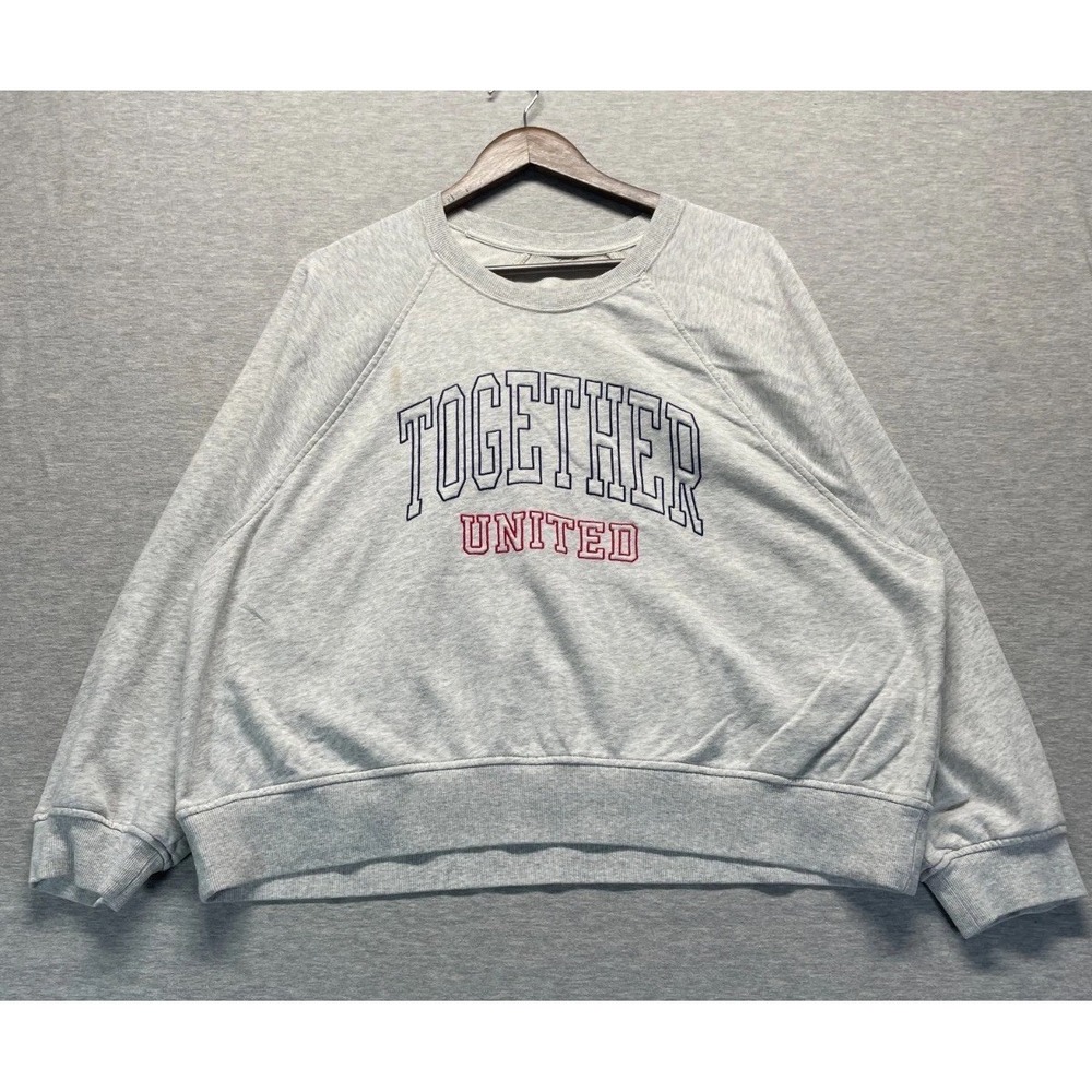 Together United Oversized Fit Sweatshirt Women 2XL Heather Gray Embroidered Logo